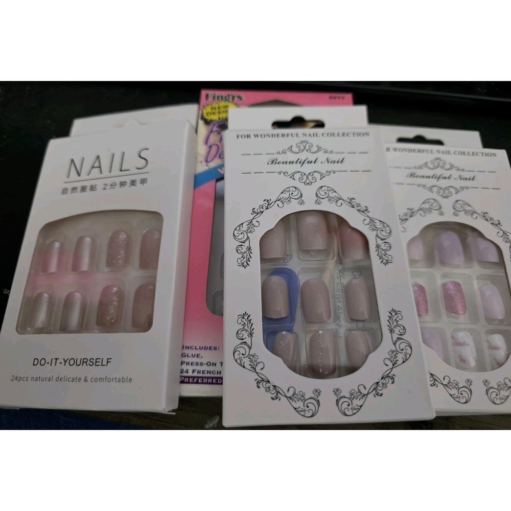 Press On Nails Lot Of 4. French Tip. Sparkly. Random.DIY Nails